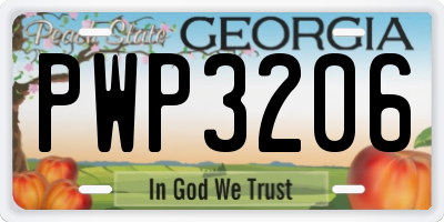 GA license plate PWP3206