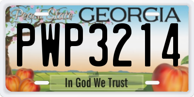 GA license plate PWP3214