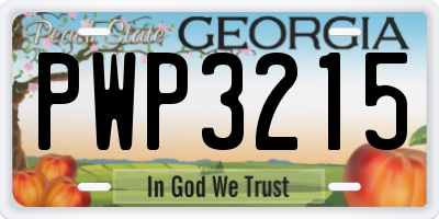 GA license plate PWP3215