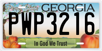 GA license plate PWP3216