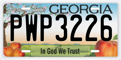 GA license plate PWP3226