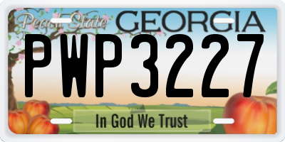 GA license plate PWP3227