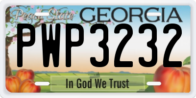GA license plate PWP3232