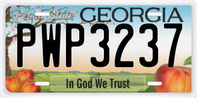 GA license plate PWP3237