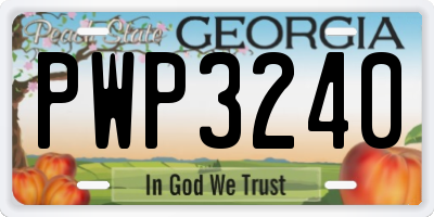 GA license plate PWP3240