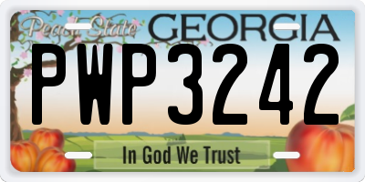 GA license plate PWP3242
