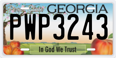 GA license plate PWP3243