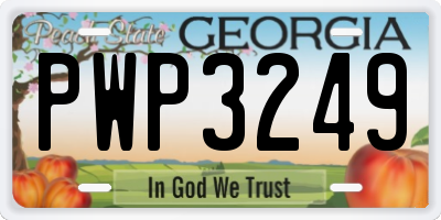 GA license plate PWP3249