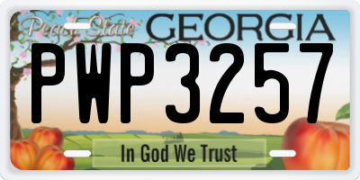 GA license plate PWP3257