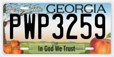 GA license plate PWP3259