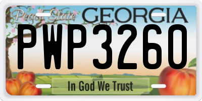 GA license plate PWP3260