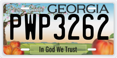 GA license plate PWP3262