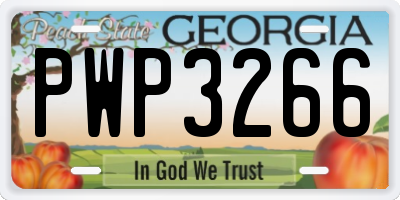 GA license plate PWP3266