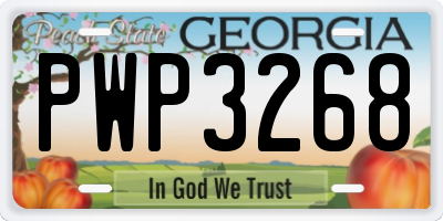 GA license plate PWP3268