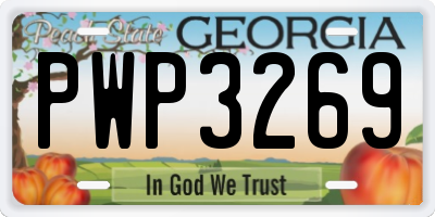 GA license plate PWP3269