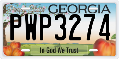 GA license plate PWP3274