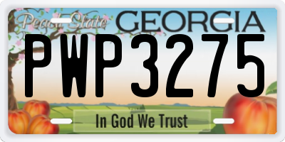 GA license plate PWP3275