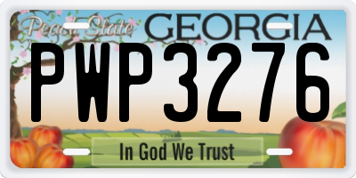 GA license plate PWP3276