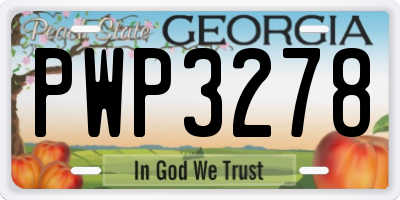 GA license plate PWP3278