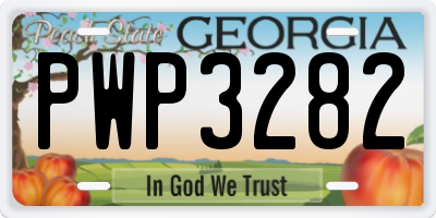 GA license plate PWP3282