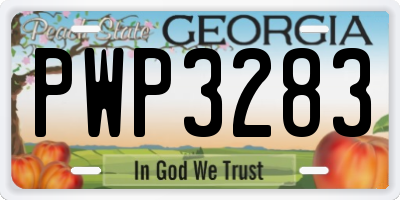 GA license plate PWP3283