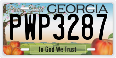 GA license plate PWP3287