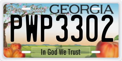 GA license plate PWP3302