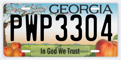 GA license plate PWP3304