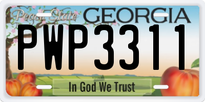 GA license plate PWP3311