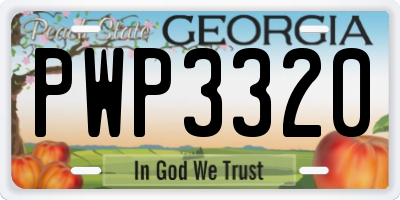 GA license plate PWP3320