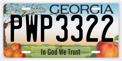 GA license plate PWP3322