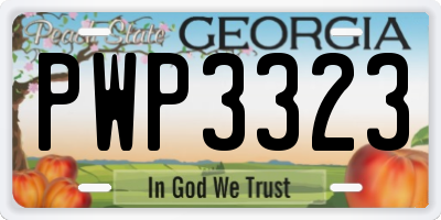 GA license plate PWP3323