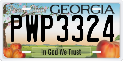 GA license plate PWP3324