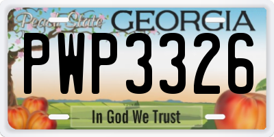 GA license plate PWP3326