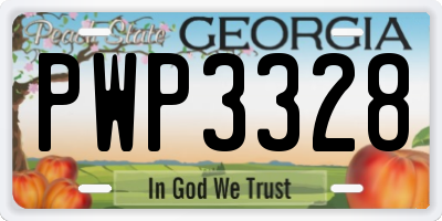 GA license plate PWP3328