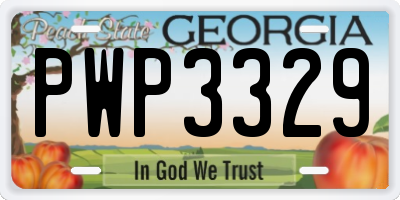 GA license plate PWP3329