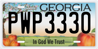 GA license plate PWP3330
