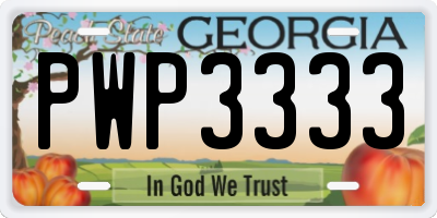 GA license plate PWP3333