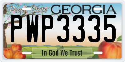 GA license plate PWP3335