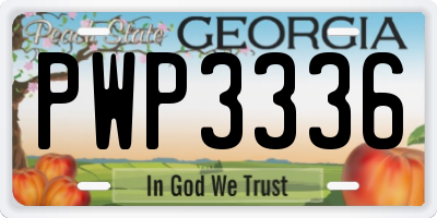 GA license plate PWP3336