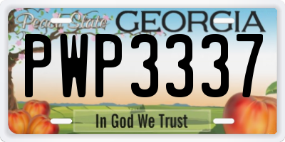 GA license plate PWP3337