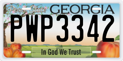 GA license plate PWP3342