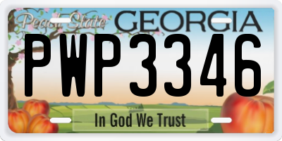 GA license plate PWP3346