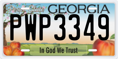 GA license plate PWP3349