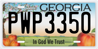 GA license plate PWP3350