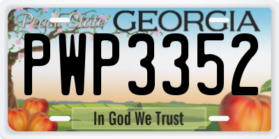 GA license plate PWP3352