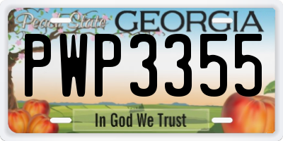 GA license plate PWP3355