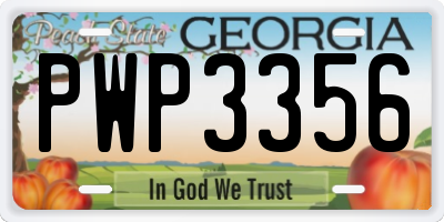 GA license plate PWP3356