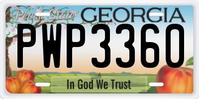 GA license plate PWP3360