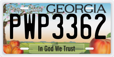 GA license plate PWP3362